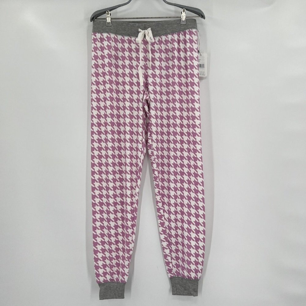 PJ Salvage Houndstooth Lounge Jogger Pajama Pants sz XS Purple/White RBCRP2 NWT